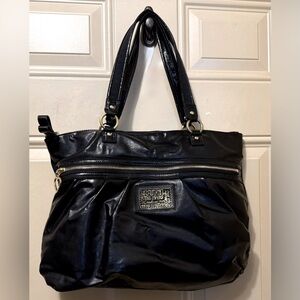 Coach Poppy Shoulder Bag in Textured Black Patent